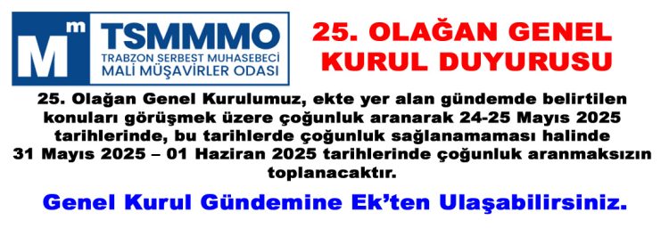25.Olağan Genel Kurul Duyurusu